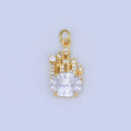 Kingdom Castle Charm 24K Gold Filled 15mm Oval CZ Micro Paved