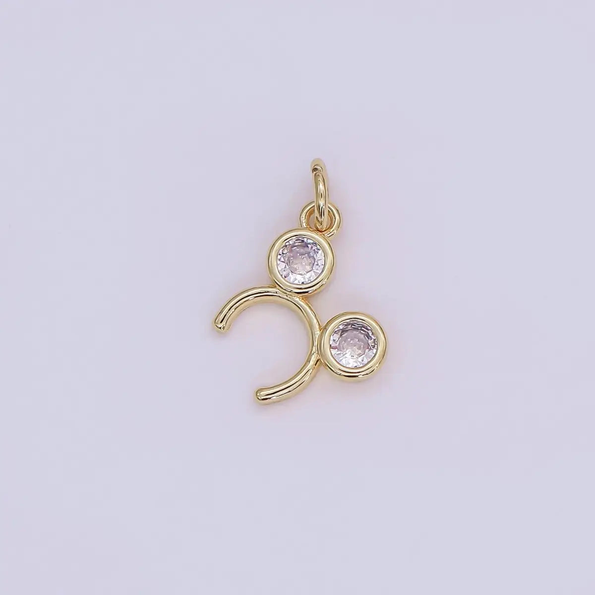 Mickey Ears Headband Mini Charm 24K Gold Filled Clear CZ Round
