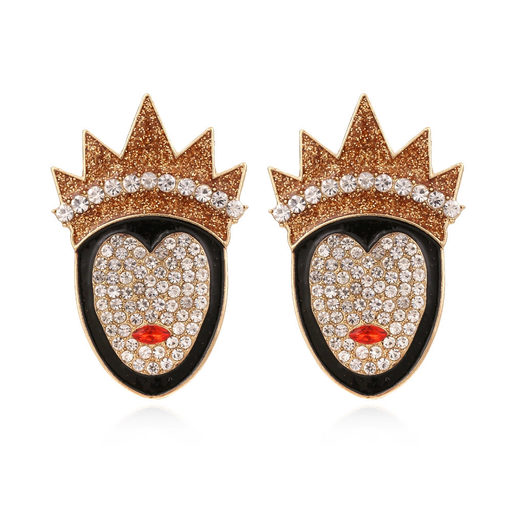 Diamond Crown Queen Character Earrings