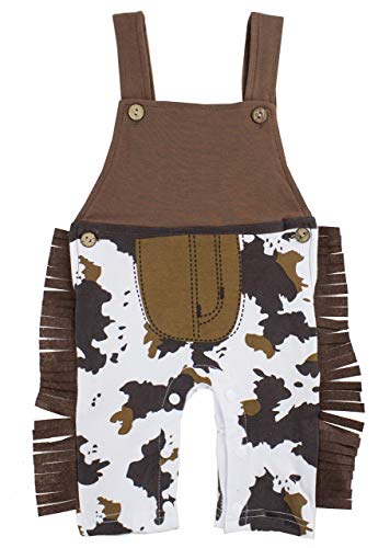 stylesilove Toddler Baby Boy Brown Cowboy Overalls, and Hat, Bandana 3-Piece Outfit for Dress Up, Birthday, and Themed Party