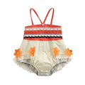 stylesilove Infant Baby Girls Lace Fringe Princess Adventure Romper Multicolor Sleeveless Flower Sunsuit Spring Summer Outfit