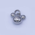 Chubby Mouse Ears Animal Charm 24K Gold Filled 7mm (Silver)