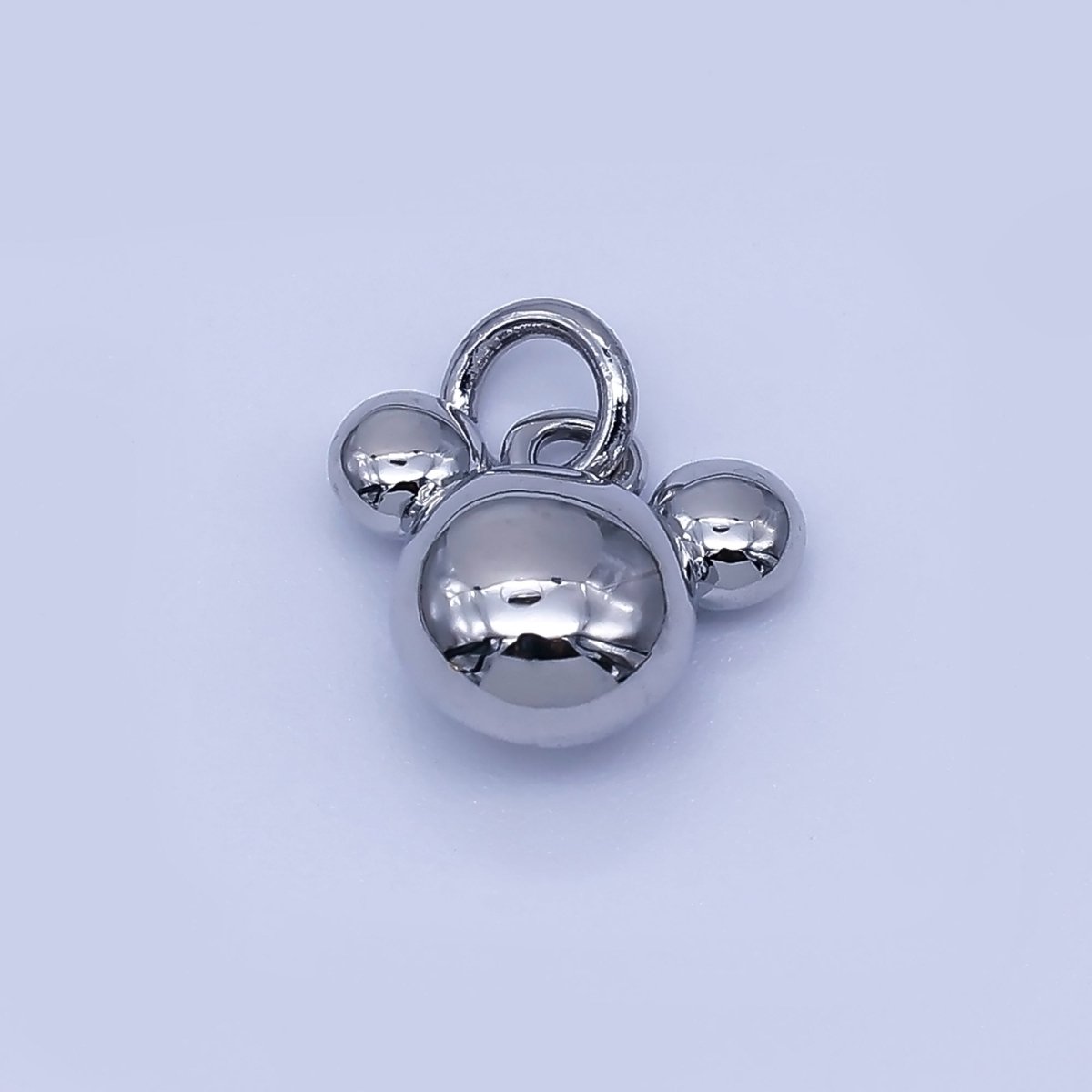 Chubby Mouse Ears Animal Charm 24K Gold Filled 7mm (Silver)