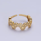 Mouses Adjustable Gold Ring Clear Micro Paved CZ