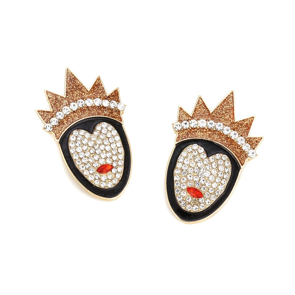 Diamond Crown Queen Character Earrings