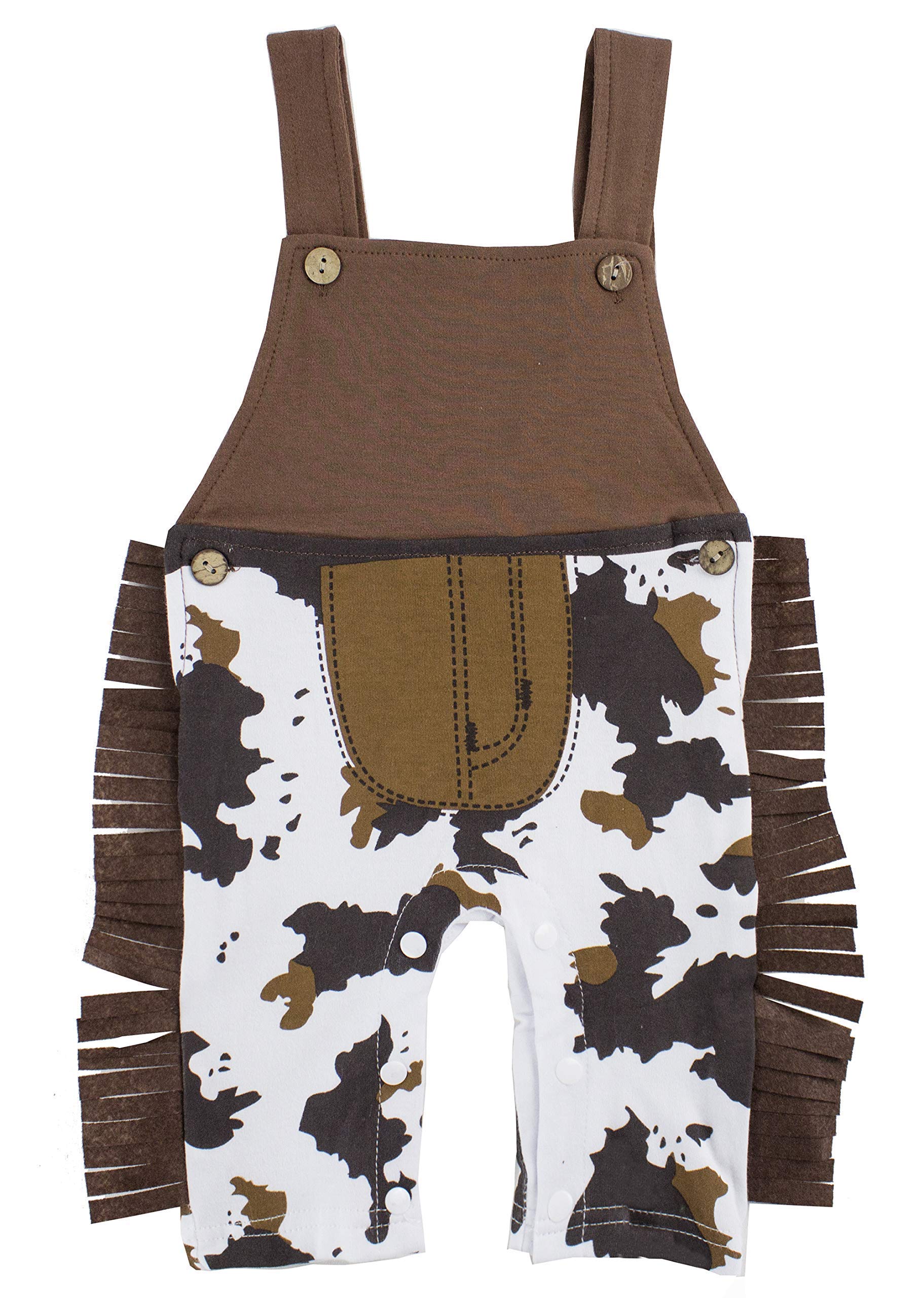 stylesilove Toddler Baby Boy Brown Cowboy Overalls, and Hat, Bandana 3-Piece Outfit for Dress Up, Birthday, and Themed Party