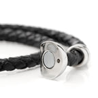 Disney Mickey Silhouette Black Double Wrapped Leather Bracelet