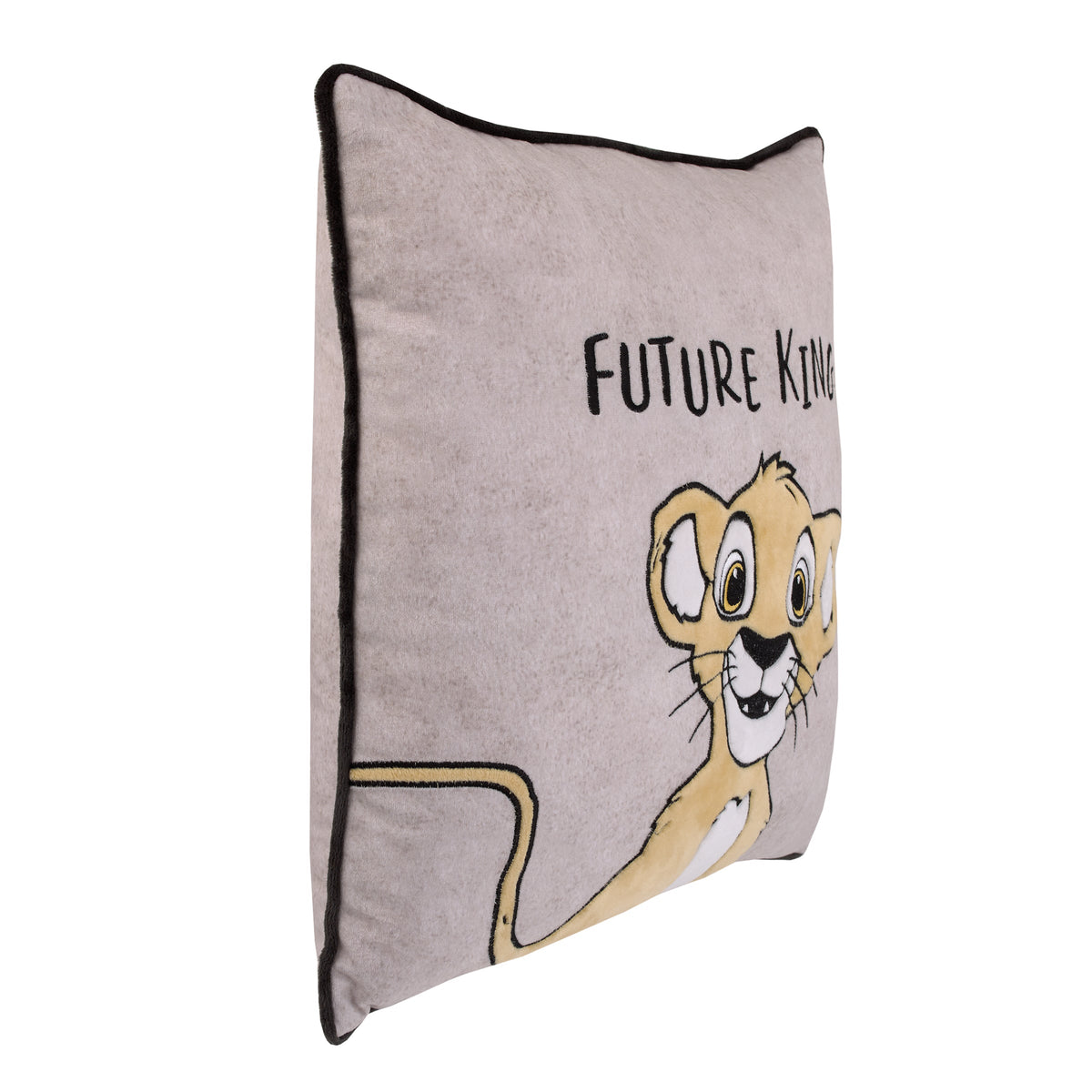 Lion King Taupe and Gold Simba Future King Embroidered Decorative Pillow
