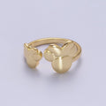 Double Bowed Mouse Open Adjustable Gold Minimalist Ring