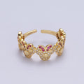 Dainty Bowed Mouse Adjustable Ring Micro Pave Gold