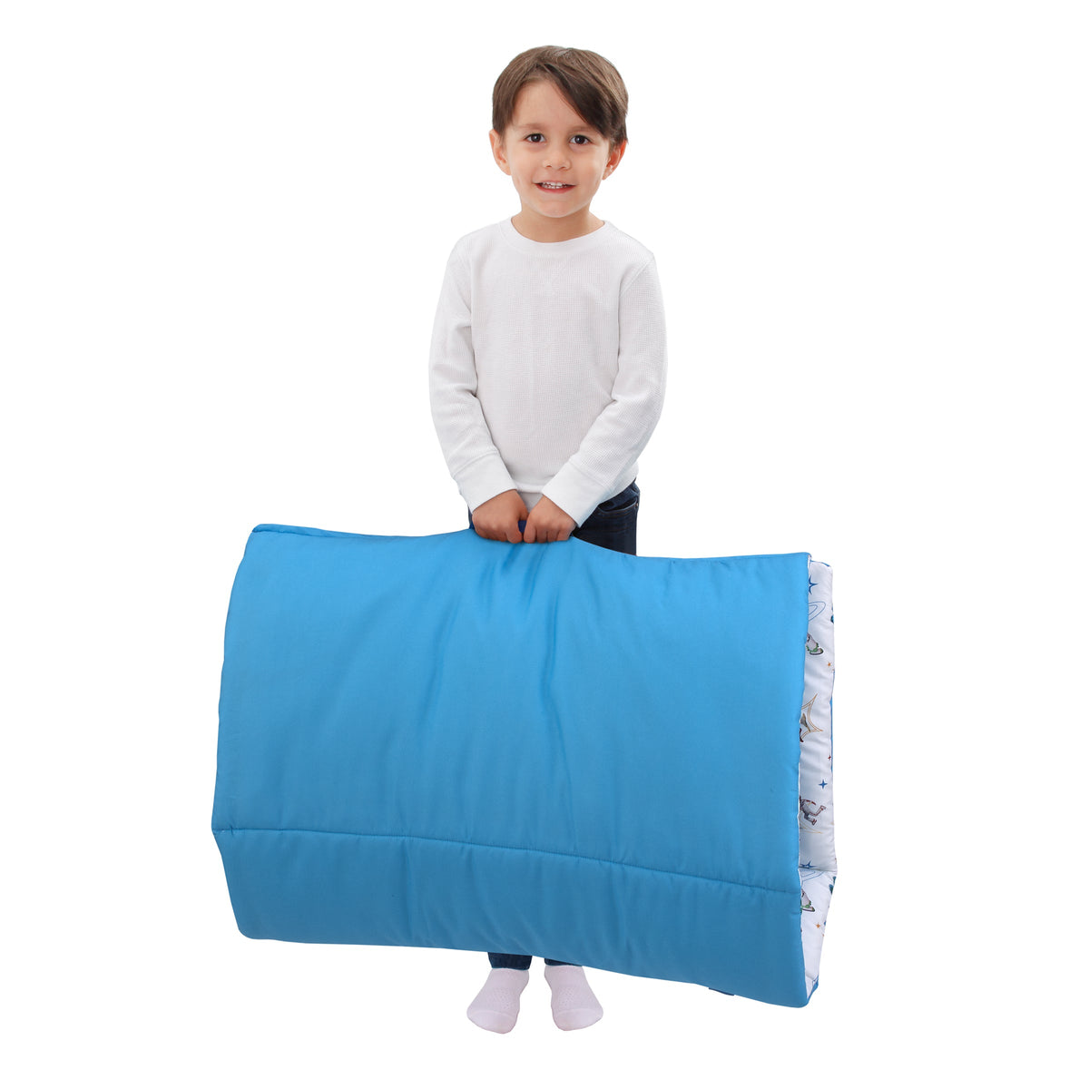 Toy Story It's Play Time Blue, Green, and White, Woody, Buzz and The Toys Deluxe Easy Fold Toddler Nap Mat