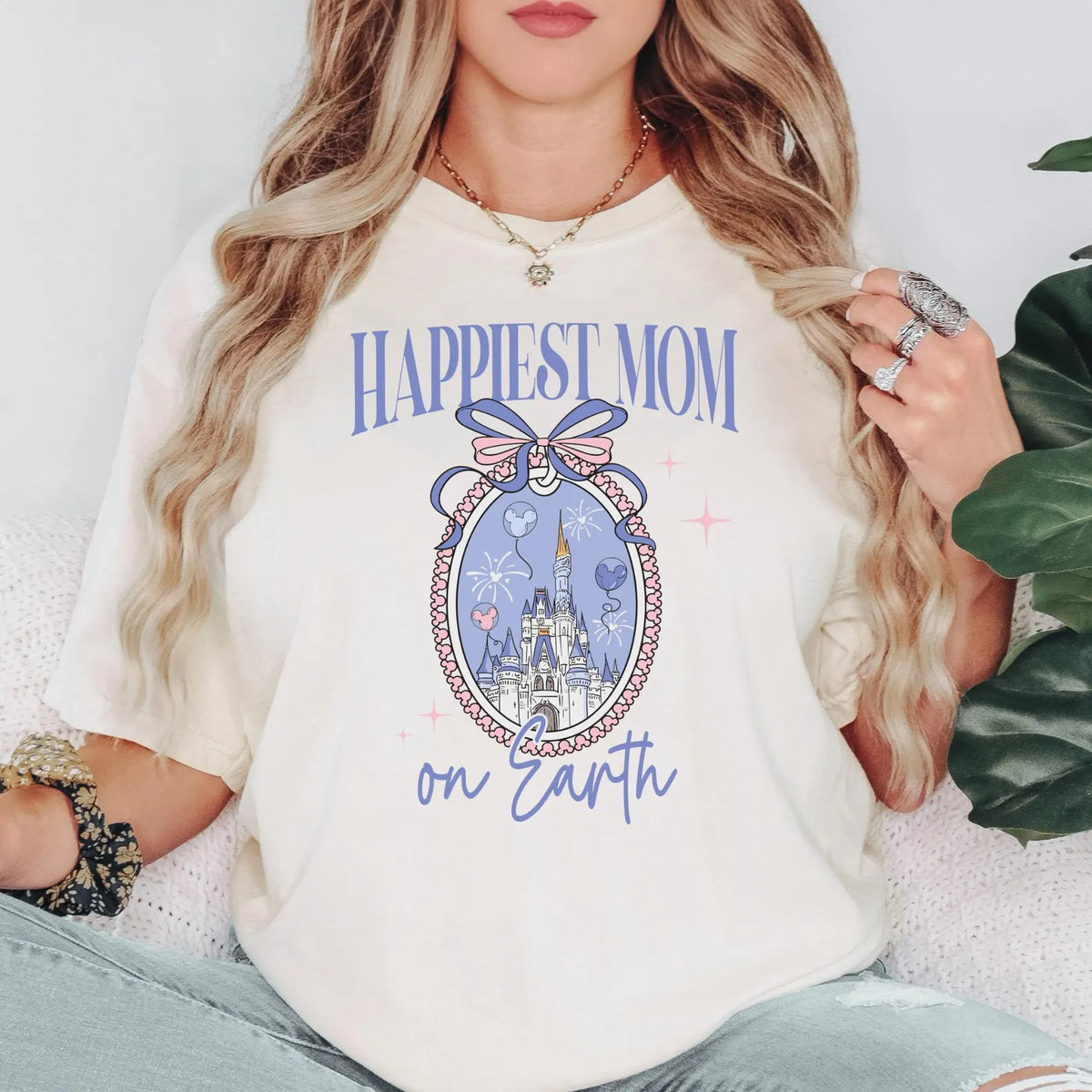 Disney Castle Coquette Bow Mom Tee