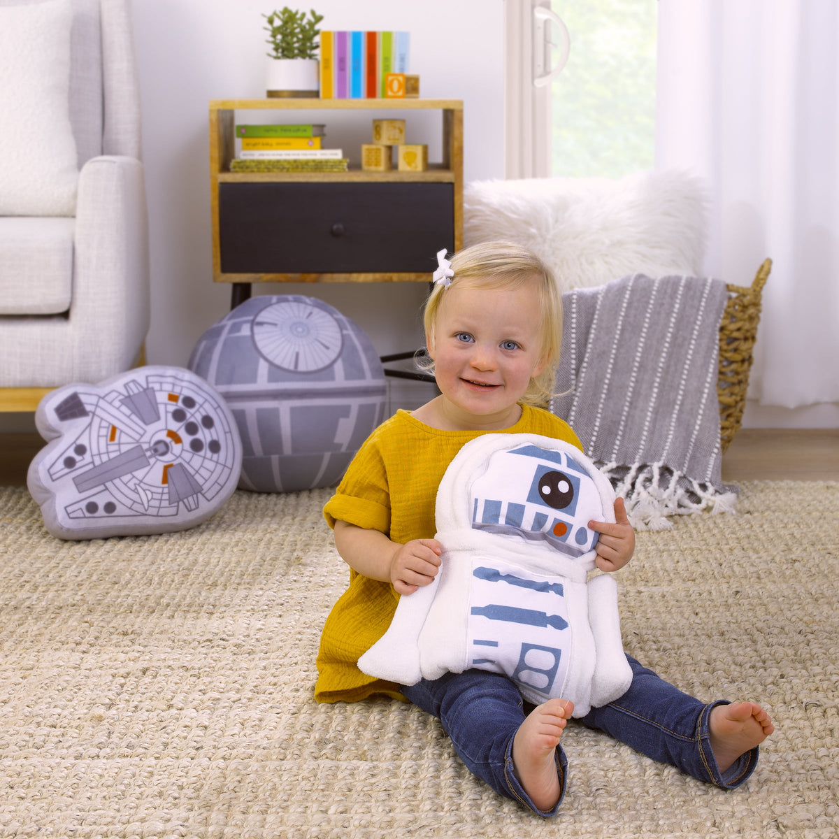 R2D2 Blue and White Super Soft Character Shaped Toddler Blanket