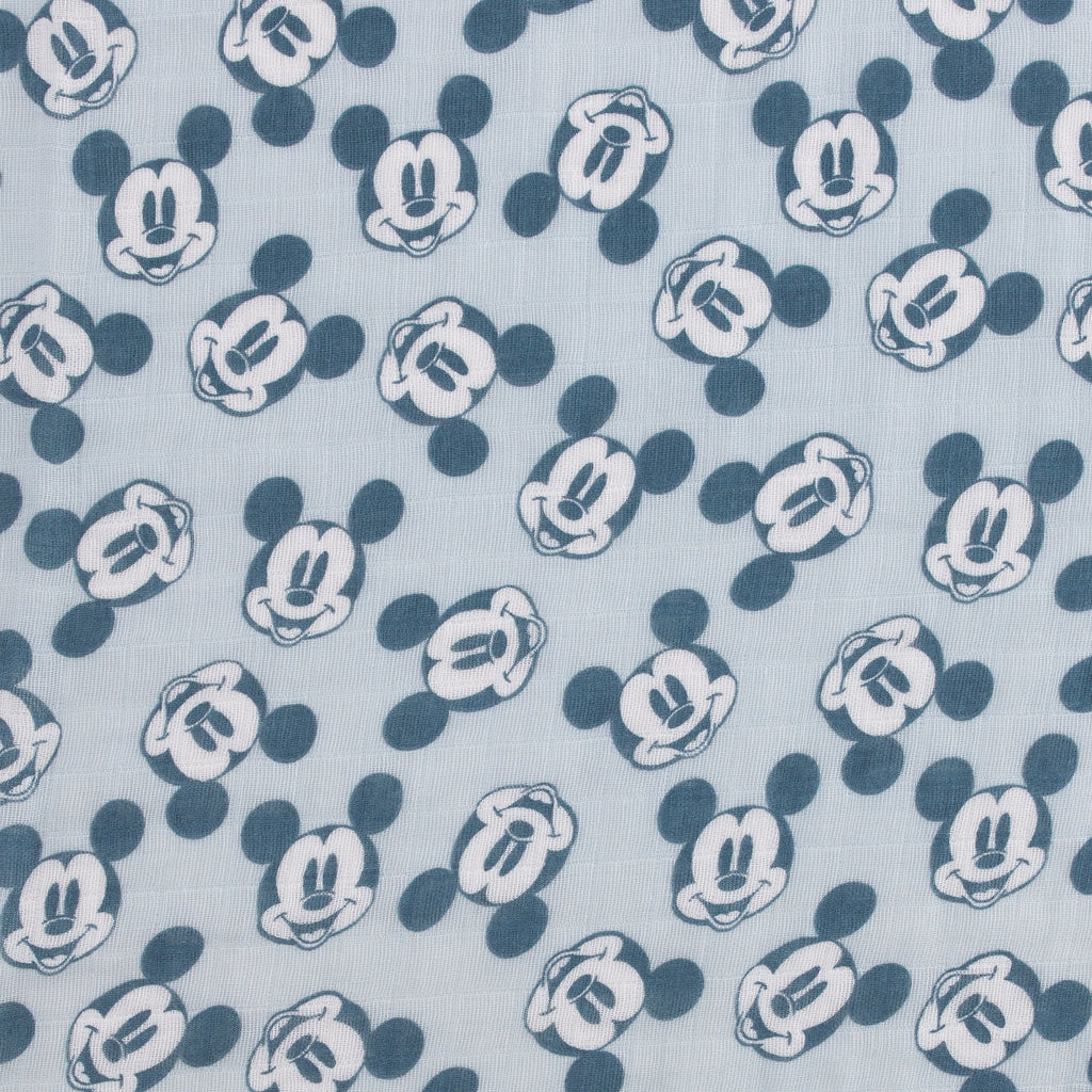 Disney Mickey Mouse Gray, Charcoal, and White 3 Piece Muslin Swaddle Baby Blanket Set