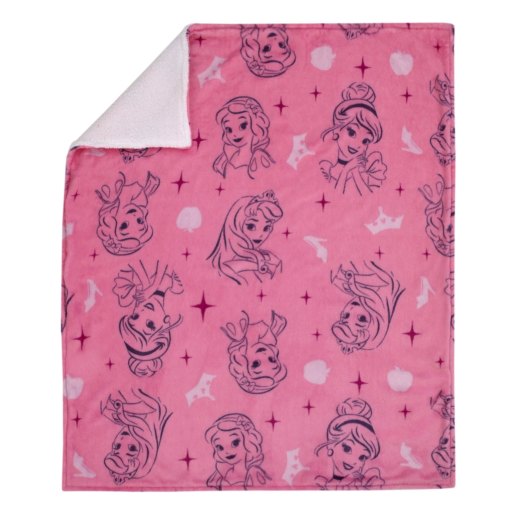 Princess Pink and Purple Tiaras Super Soft Sherpa Baby Blanket